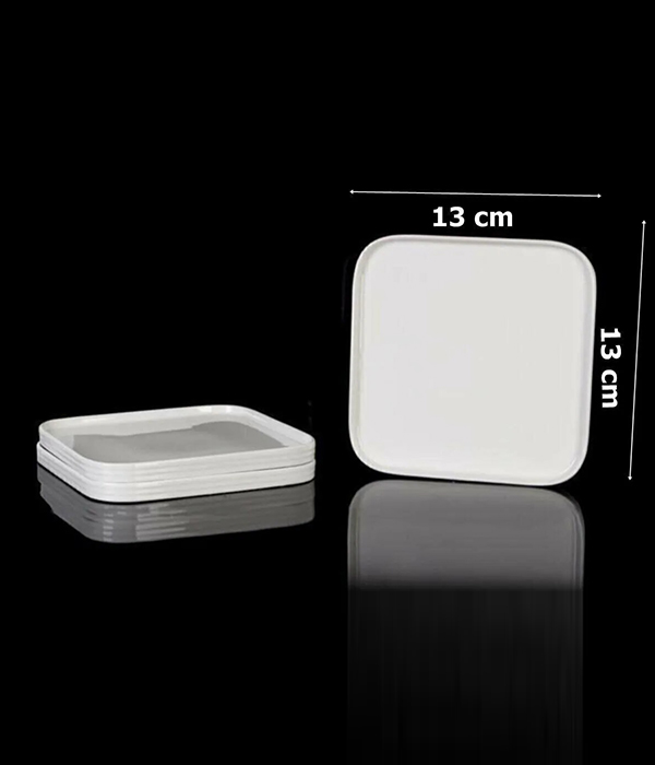 Beyaz Seramik Mini Kare Sunum Tabağı Pasta Tabağı Kahvaltı Tabağı 3 Adet 13x13 cm