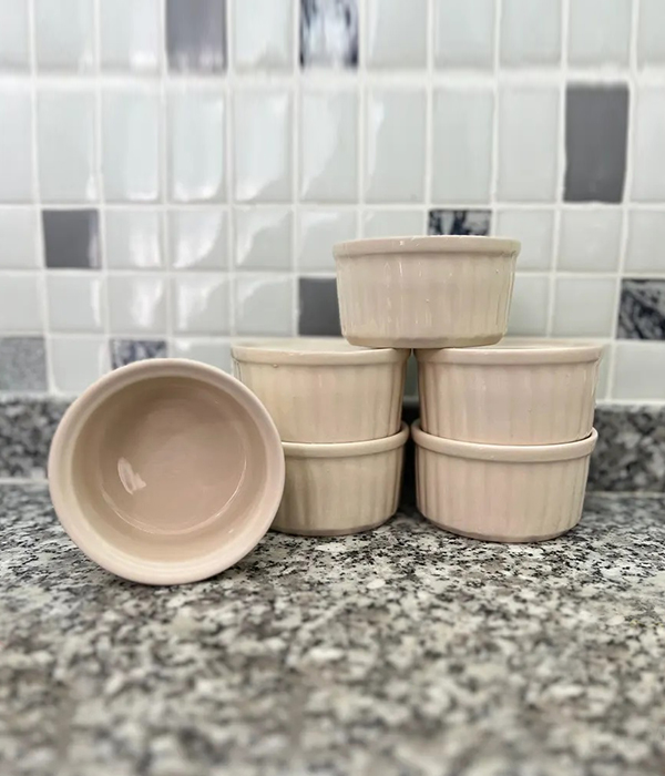 Krem Renkli Büyük Boy Isıya Dayanıklı Seramik Sufle Kabı Sunum Kasesi Airfryer Kabı